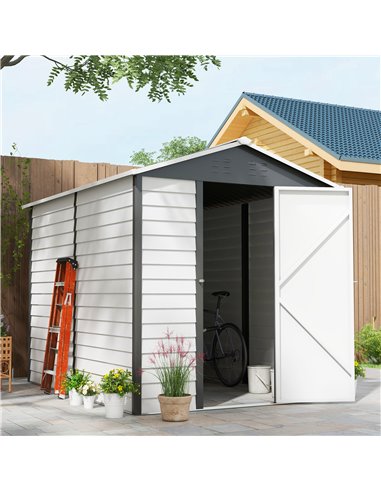 Outsunny 9x 6FT Metal Outdoor Garden Shed, Dark Grey 845-837V00CG
