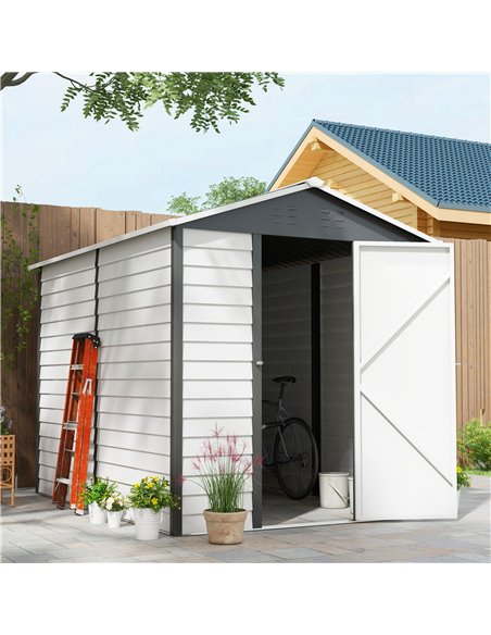 Outsunny 9x 6FT Metal Outdoor Garden Shed, Dark Grey 845-837V00CG - pic 40279 | FastDaddyshop