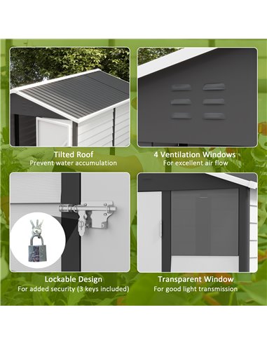 Outsunny 9x 6FT Metal Outdoor Garden Shed, Galvanised Tool Storage Shed w/ Sloped Roof, Lockable Door for Patio Lawn, Dark Grey 