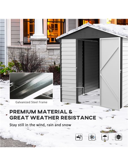 Outsunny 9x 6FT Metal Outdoor Garden Shed, Galvanised Tool Storage Shed w/ Sloped Roof, Lockable Door for Patio Lawn, Dark Grey  - pic 40283 | FastDaddyshop