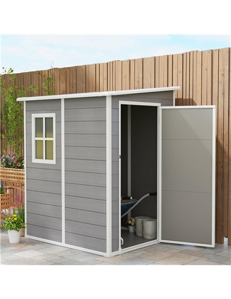 Outsunny 4'x5' Garden Storage Shed, Lean to Shed, Lockable Garden Shed with Window, Vent and Plastic Roof, Grey 845-952V00GY - pic 40288 | FastDaddyshop