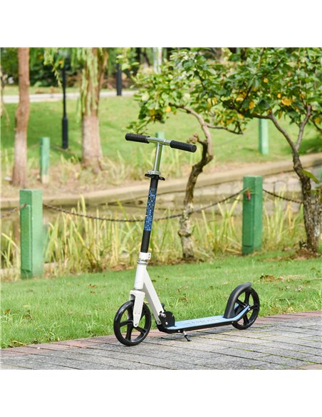 HOMCOM 2 Wheel Kids Stunt Kick Scooter Foldable Teens Commuter Aluminium Frame Adjustable Handles - White Blue - pic 4029 | FastDaddyshop