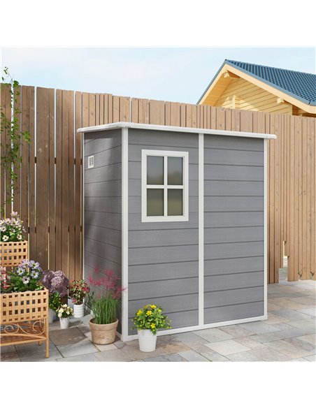 Outsunny 4'x5' Garden Storage Shed, Lean to Shed, Lockable Garden Shed with Window, Vent and Plastic Roof, Grey 845-952V00GY - pic 40294 | FastDaddyshop