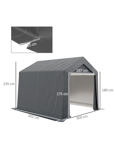 Outsunny 3 x 3(m) Waterproof Portable Shed, Dark Grey 845-948V01CG