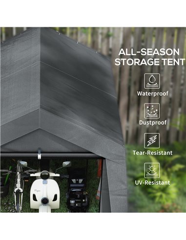 Outsunny 3 x 3(m) Waterproof Portable Shed, Garden Storage Tent with Ventilation Window, for Bike, Motorbike, Garden Tools 845-9