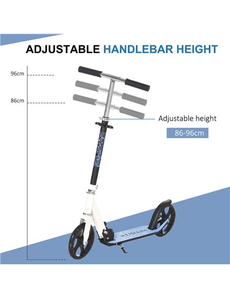 HOMCOM 2 Wheel Kids Stunt Kick Scooter Foldable Teens Commuter Aluminium Frame Adjustable Handles - White Blue - pic 4033 | FastDaddyshop