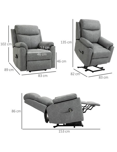 HOMCOM Power Lift Chair Electric Riser Recliner, Grey 713-094V70GY - pic 40334 | FastDaddyshop