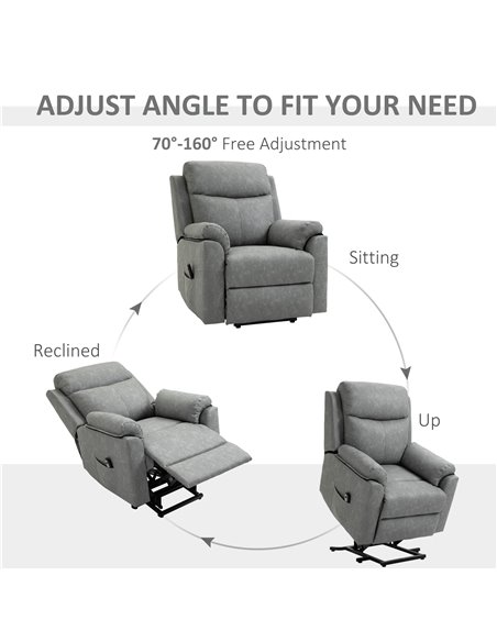 HOMCOM Power Lift Chair Electric Riser Recliner, Grey 713-094V70GY - pic 40335 | FastDaddyshop