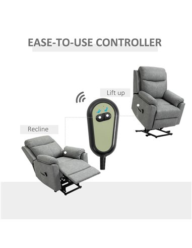 HOMCOM Power Lift Chair Electric Riser Recliner, Grey 713-094V70GY