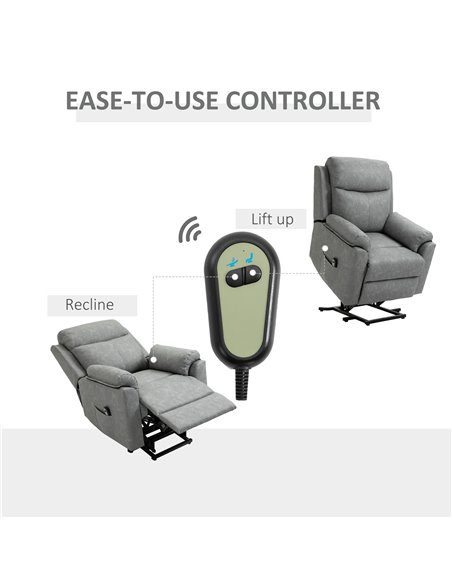 HOMCOM Power Lift Chair Electric Riser Recliner, Grey 713-094V70GY - pic 40336 | FastDaddyshop