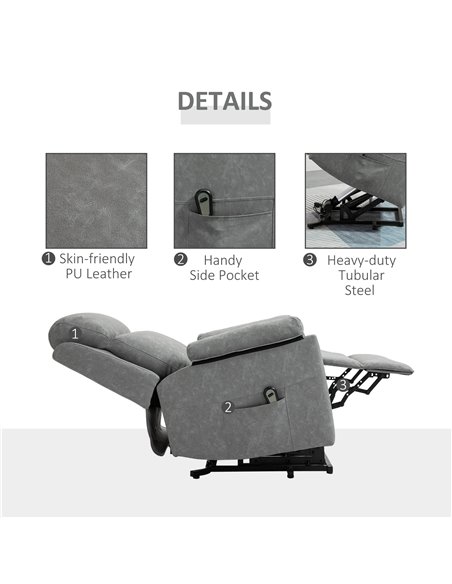 HOMCOM Power Lift Chair Electric Riser Recliner for Elderly, Faux Leather Sofa Lounge Armchair with Remote Control and Side Pock - pic 40338 | FastDaddyshop