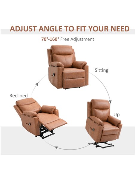 HOMCOM Power Lift Chair Electric Riser Recliner, Brown 713-094V70 - pic 40344 | FastDaddyshop
