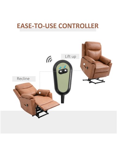 HOMCOM Power Lift Chair Electric Riser Recliner, Brown 713-094V70