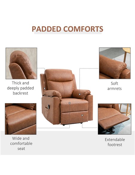 HOMCOM Power Lift Chair Electric Riser Recliner for Elderly, Faux Leather Sofa Lounge Armchair with Remote Control and Side Pock - pic 40346 | FastDaddyshop