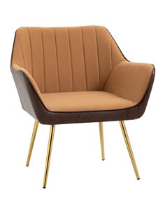 HOMCOM Modern Velvet Armchairs with Gold Steel Legs, Light Brown 839-573V70LR