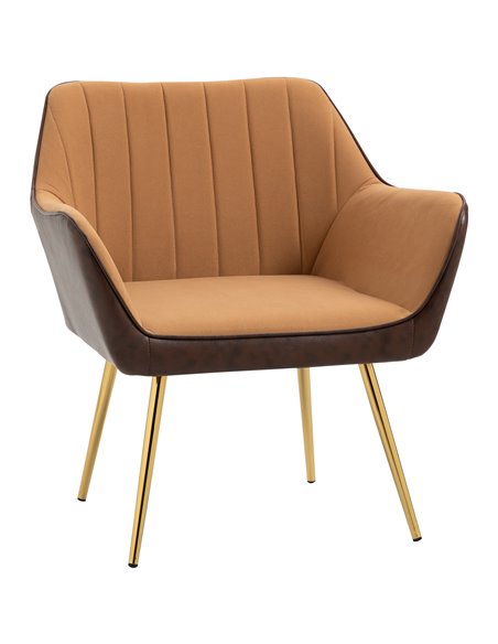 HOMCOM Modern Velvet Armchairs with Gold Steel Legs, Light Brown 839-573V70LR - pic 40359 | FastDaddyshop
