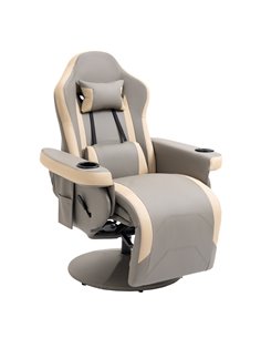 HOMCOM Manual PU Leather Recliner Chair Armchair, Grey 839-167V71GY