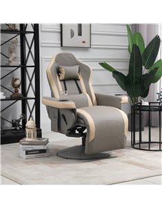 HOMCOM Manual PU Leather Recliner Chair Armchair, Grey 839-167V71GY 2