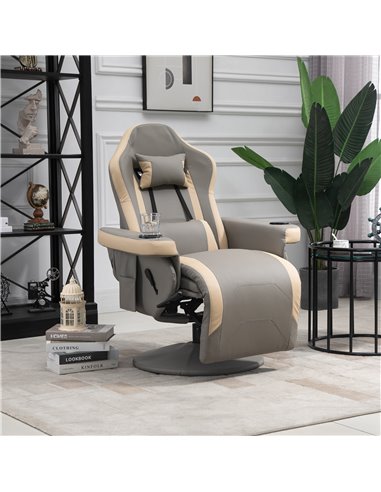 HOMCOM Manual PU Leather Recliner Chair Armchair, Grey 839-167V71GY