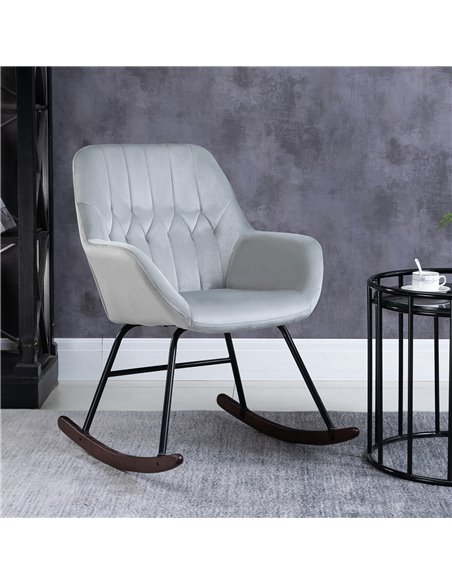 HOMCOM Rocking Chair Reading Accent Armchair with Steel Frame Sponge Padded for Living Room, Dining Room, Office, Balcony, Grey  - pic 40378 | FastDaddyshop
