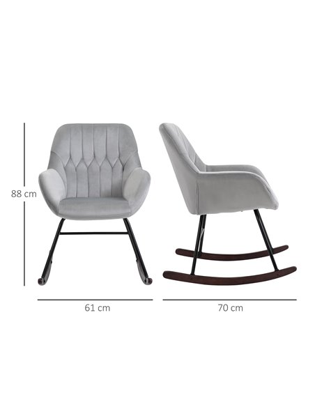 HOMCOM Rocking Chair Reading Accent Armchair with Steel Frame Sponge Padded for Living Room, Dining Room, Office, Balcony, Grey  - pic 40379 | FastDaddyshop