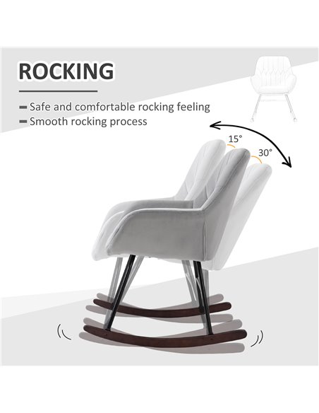 HOMCOM Rocking Chair Reading Accent Armchair with Steel Frame Sponge Padded for Living Room, Dining Room, Office, Balcony, Grey  - pic 40381 | FastDaddyshop
