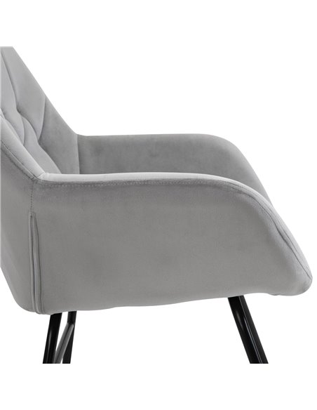 HOMCOM Rocking Chair Reading Accent Armchair with Steel Frame Sponge Padded for Living Room, Dining Room, Office, Balcony, Grey  - pic 40385 | FastDaddyshop