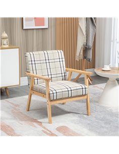 HOMCOM Modern Accent Chairs with Cushioned Seat, Beige 839-481V70BG 2