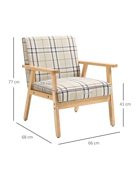 HOMCOM Modern Accent Chairs with Cushioned Seat, Beige 839-481V70BG - pic 40388 | FastDaddyshop