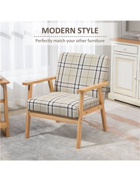 HOMCOM Modern Accent Chairs with Cushioned Seat, Beige 839-481V70BG - pic 40389 | FastDaddyshop