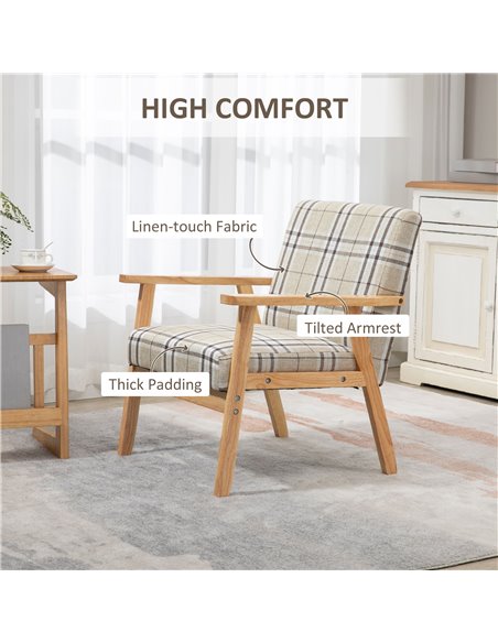HOMCOM Modern Accent Chairs with Cushioned Seat, Beige 839-481V70BG - pic 40390 | FastDaddyshop