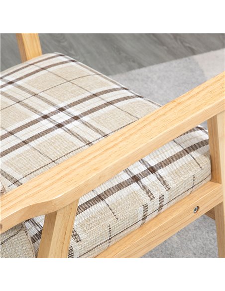 HOMCOM Modern Accent Chairs with Cushioned Seat, Upholstered Linen-Feel Armchair for Bedroom, Living Room Chair with Arms and Wo - pic 40392 | FastDaddyshop