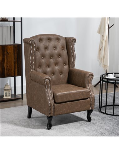 HOMCOM Tufted Chesterfield-style Armchair, Brown 839-703V70DR