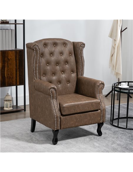 HOMCOM Tufted Chesterfield-style Armchair, Brown 839-703V70DR - pic 40396 | FastDaddyshop