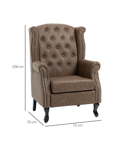 HOMCOM Tufted Chesterfield-style Armchair, Brown 839-703V70DR