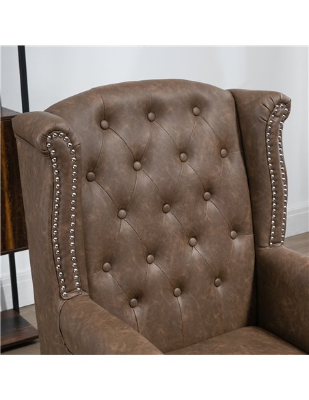 HOMCOM Wingback Accent Chair Tufted Chesterfield-style Armchair with Nail Head Trim for Living Room Bedroom Brown 839-703V70DR - pic 40401 | FastDaddyshop