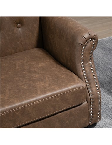 HOMCOM Wingback Accent Chair Tufted Chesterfield-style Armchair with Nail Head Trim for Living Room Bedroom Brown 839-703V70DR