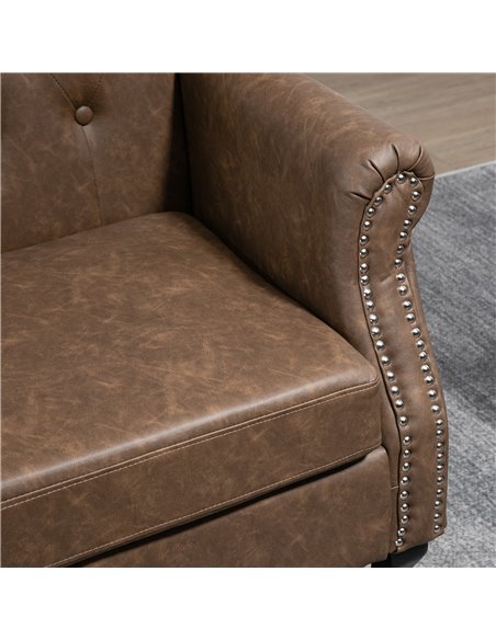 HOMCOM Wingback Accent Chair Tufted Chesterfield-style Armchair with Nail Head Trim for Living Room Bedroom Brown 839-703V70DR - pic 40403 | FastDaddyshop