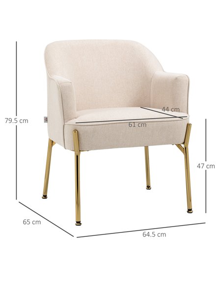 HOMCOM Fabric Accent Chair, Modern Armchair with Metal Legs for Living Room, Bedroom, Home Office, White 839-700V70CW - pic 40406 | FastDaddyshop