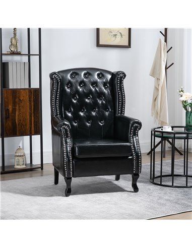 HOMCOM Tufted Chesterfield-style Armchair, Black 839-703V70BK