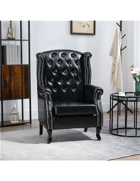 HOMCOM Tufted Chesterfield-style Armchair, Black 839-703V70BK - pic 40414 | FastDaddyshop