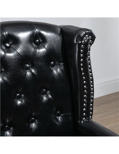 HOMCOM Wingback Accent Chair Tufted Chesterfield-style Armchair with Nail Head Trim for Living Room Bedroom Black 839-703V70BK
