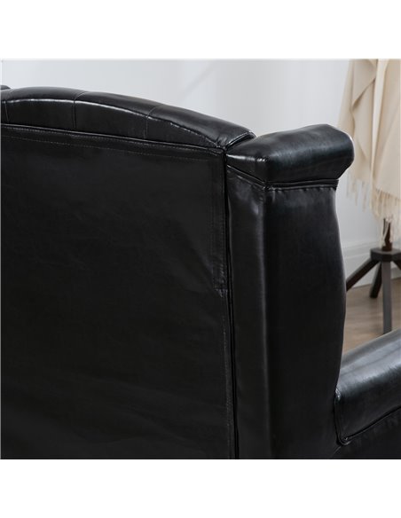 HOMCOM Wingback Accent Chair Tufted Chesterfield-style Armchair with Nail Head Trim for Living Room Bedroom Black 839-703V70BK - pic 40421 | FastDaddyshop