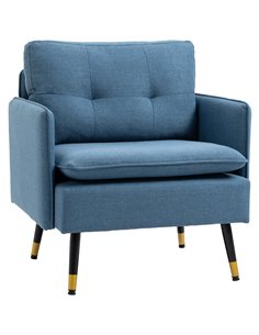 HOMCOM Modern Armchairs with Steel Legs, Dark Blue 839-619V70DB