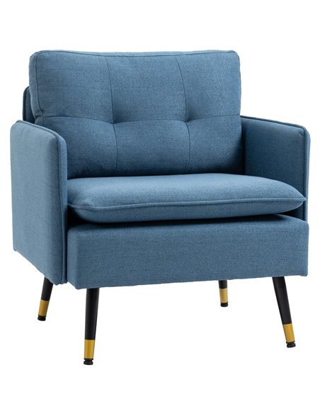HOMCOM Modern Armchairs with Steel Legs, Dark Blue 839-619V70DB - pic 40422 | FastDaddyshop