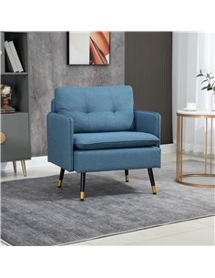 HOMCOM Modern Armchairs with Steel Legs, Dark Blue 839-619V70DB 2
