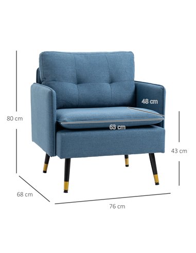 HOMCOM Modern Armchairs with Steel Legs, Dark Blue 839-619V70DB