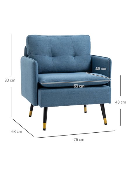 HOMCOM Modern Armchairs with Steel Legs, Dark Blue 839-619V70DB - pic 40424 | FastDaddyshop