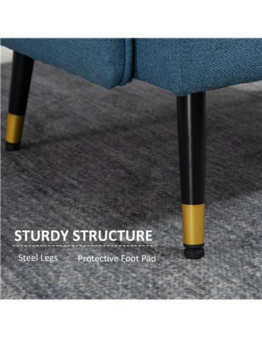 HOMCOM Modern Armchairs with Steel Legs, Upholstered Button Tufted Accent Chairs for Living Room and Bedroom, Dark Blue 839-619V