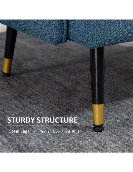 HOMCOM Modern Armchairs with Steel Legs, Upholstered Button Tufted Accent Chairs for Living Room and Bedroom, Dark Blue 839-619V - pic 40426 | FastDaddyshop